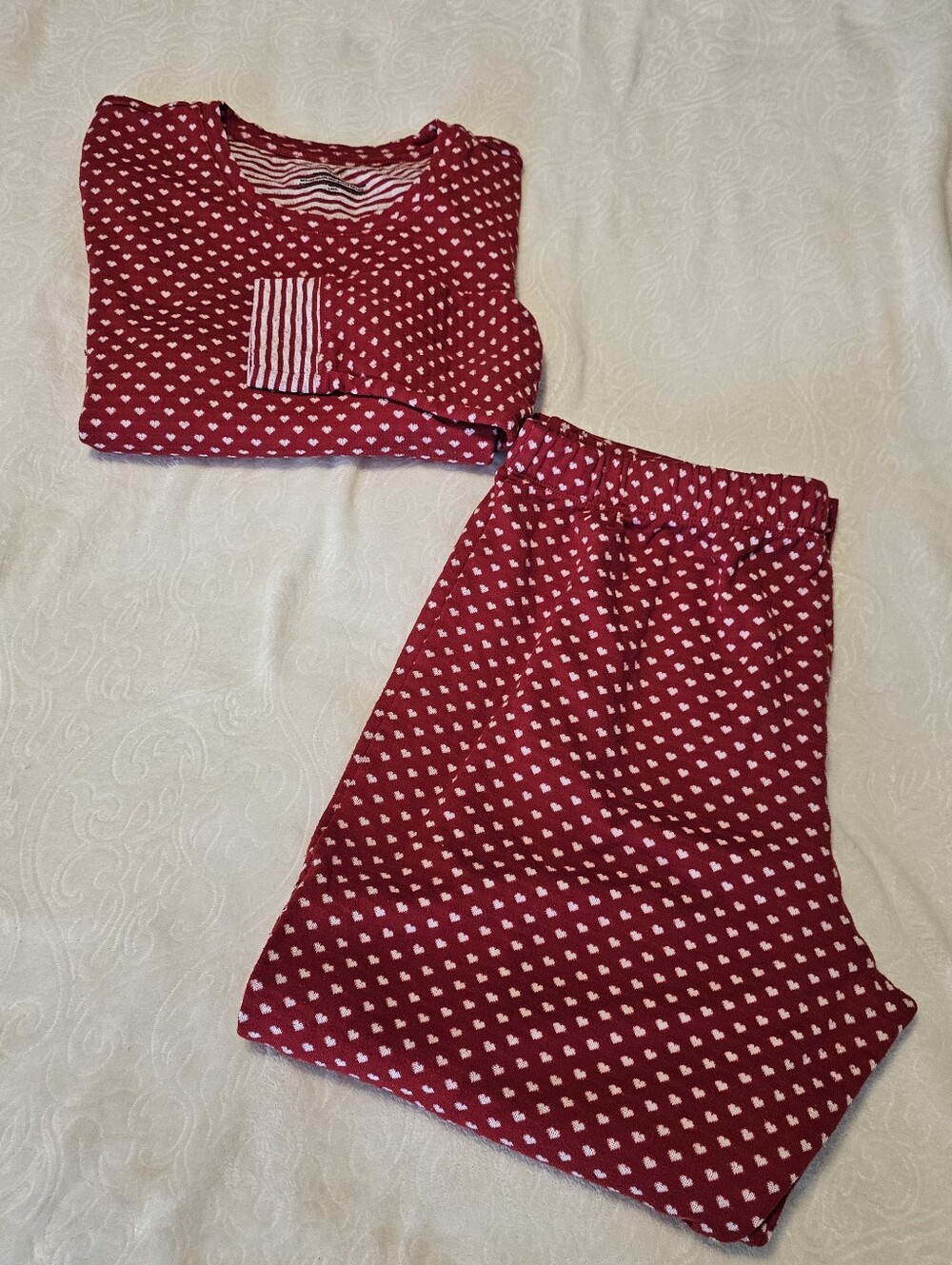 Sleep Sense Petites 2-Piece Pajama Set Women's PL Petite Large Red Heart Print L